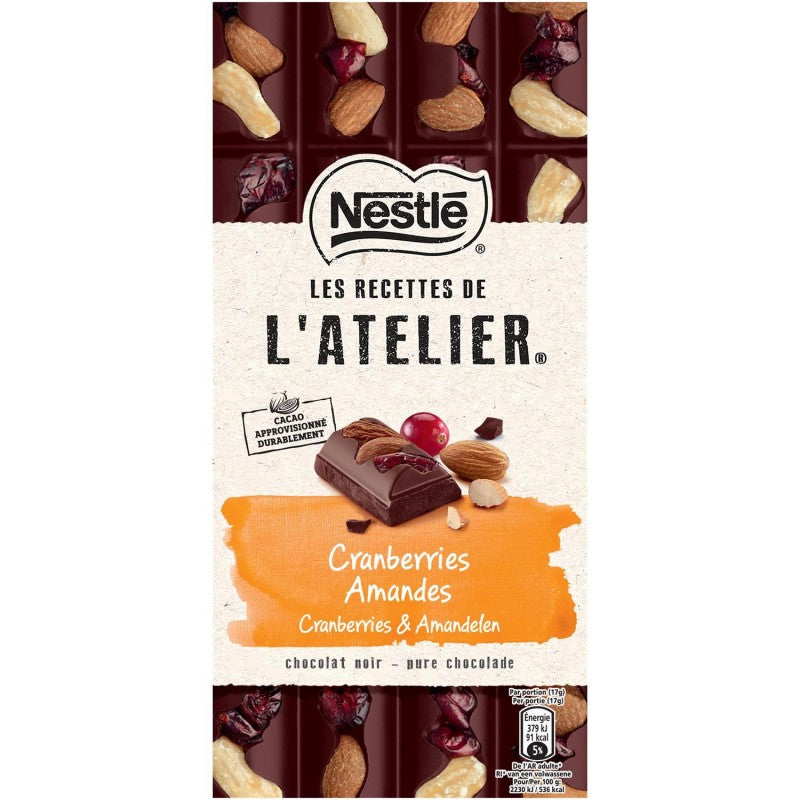 NESTLÉ Gourmand Noir Cranberries Amande 170G - Marché Du Coin