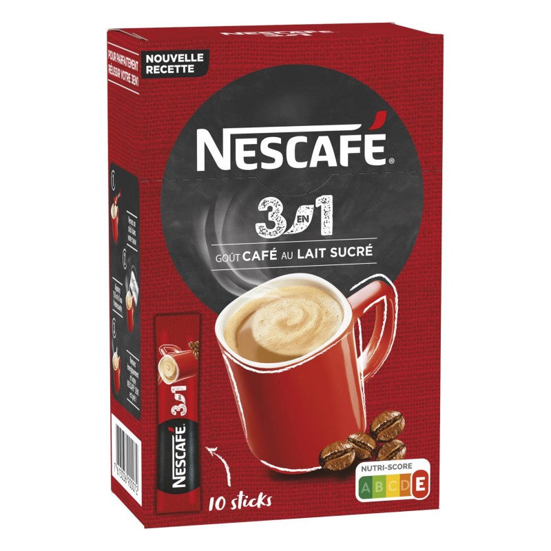 NESCAFÉ Nescafé 3 En 1 - Café Soluble Au Lait Sucré - 10 Sticks - 165G - Marché Du Coin