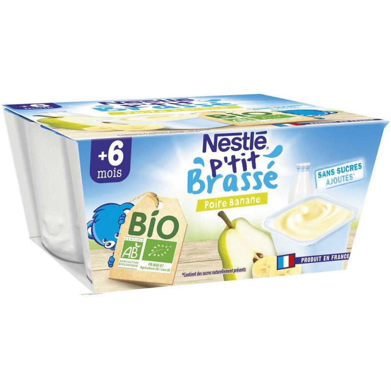 NESTLÉ P'Tit Brassé Bio Banane Poire Dès 6 Mois 4X90G - Marché Du Coin