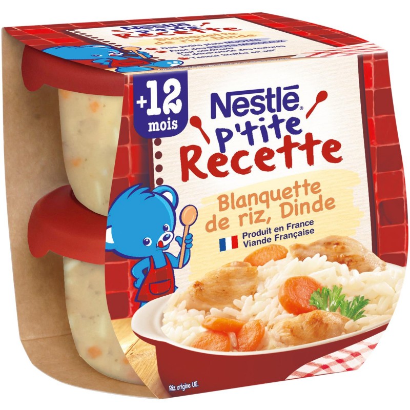 NESTLÉ P'Tite Recette Blanquette De Riz Dinde Dès 12 Mois 2X200G - Marché Du Coin