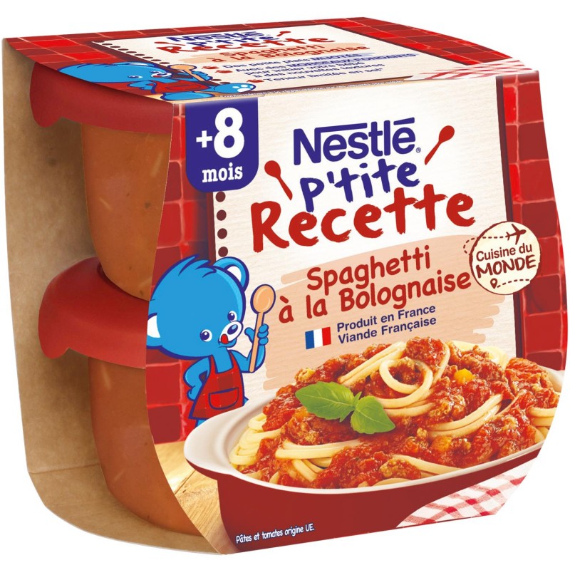NESTLÉ P'Tite Recette Spaghetti À La Bolognaise Dès 8 Mois 2X200G - Marché Du Coin