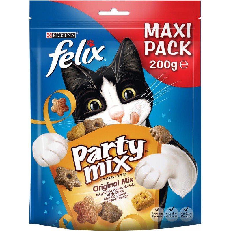 FELIX Party Mix Original Friandises Pour Chat Poulet, Foie, Dinde - 200 G - Marché Du Coin