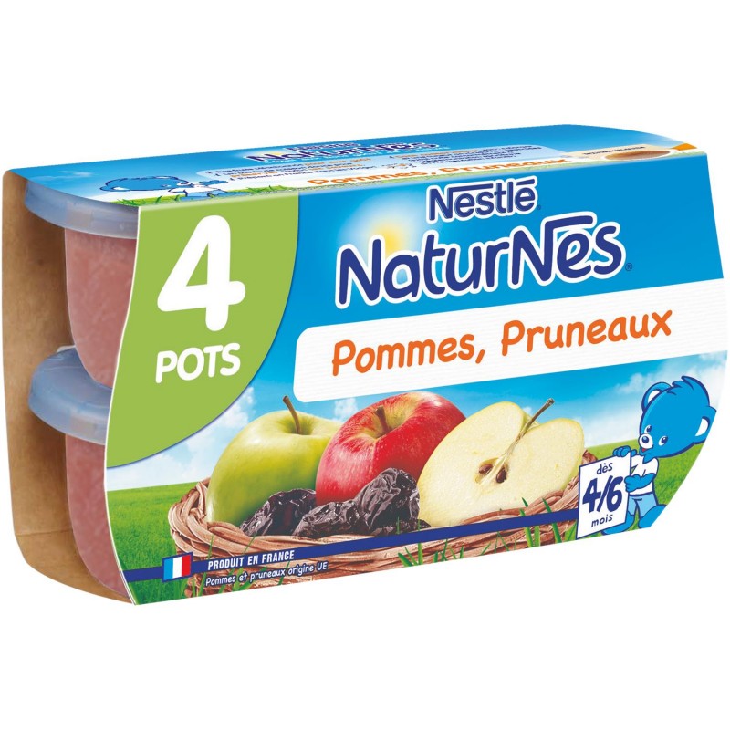 NESTLÉ Naturnes Fruits Pommes Pruneaux Dès 4/6 Mois 4X130G - Marché Du Coin