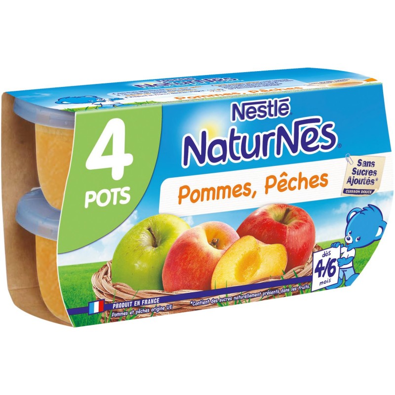 NESTLÉ Naturnes Pommes Pêches Dès 4/6 Mois 4X130G - Marché Du Coin