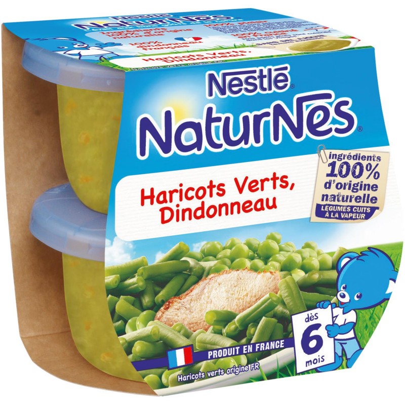 NESTLÉ Naturnes Haricots Verts Dindonneau Dès 6 Mois 2X200G - Marché Du Coin