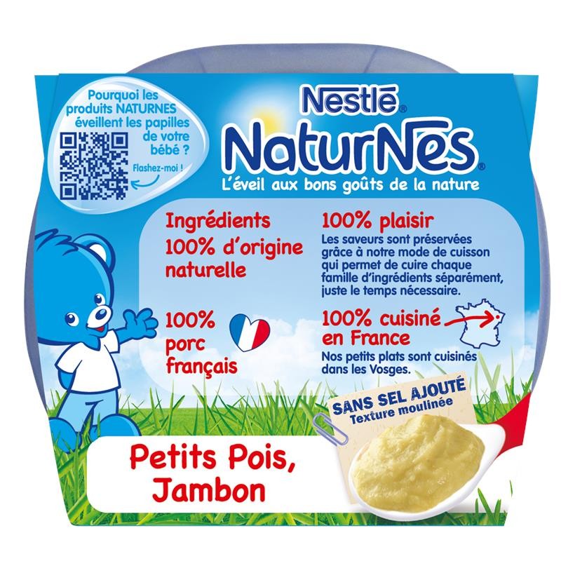 NESTLÉ Naturnes Petits Pois Jambon Dès 6 Mois 2X200G - Marché Du Coin