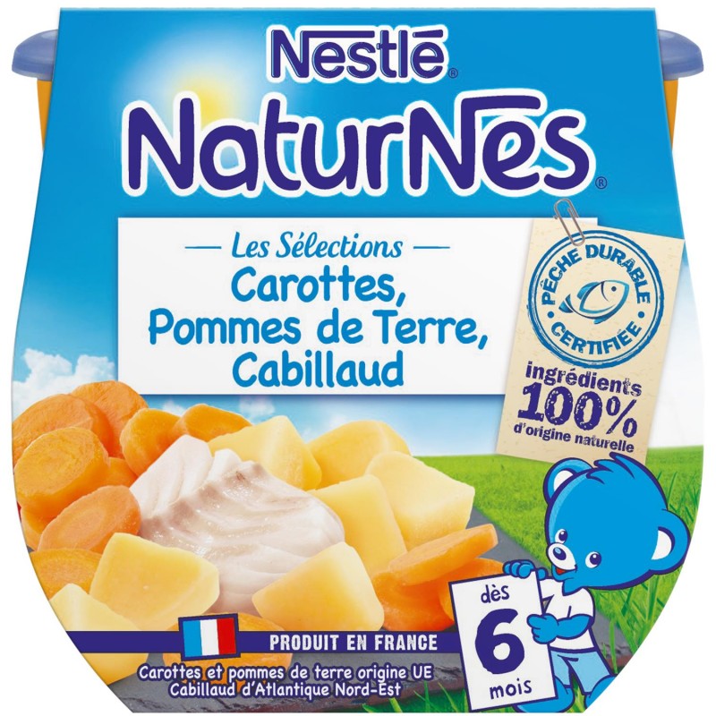 NESTLÉ Naturnes Les Sélections Carottes Pommes De Terre Cabillaud Dès 6 Mois 2X200G - Marché Du Coin