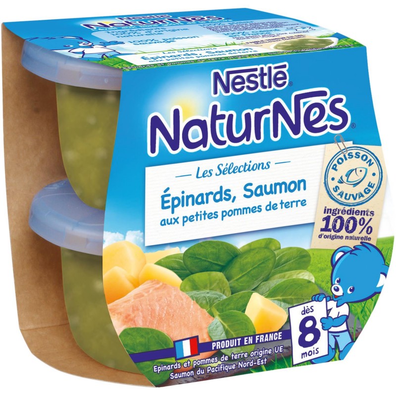 NESTLÉ Naturnes Les Sélections Epinards Saumon & Pommes De Terre Dès 8 Mois 2X200G - Marché Du Coin