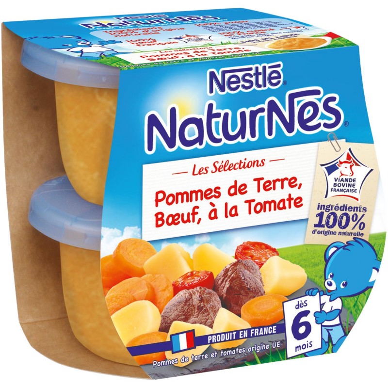 NESTLÉ Naturnes Les Sélections Pomme De Terre, Bœuf, Tomate Dès 6 Mois 2X200G - Marché Du Coin