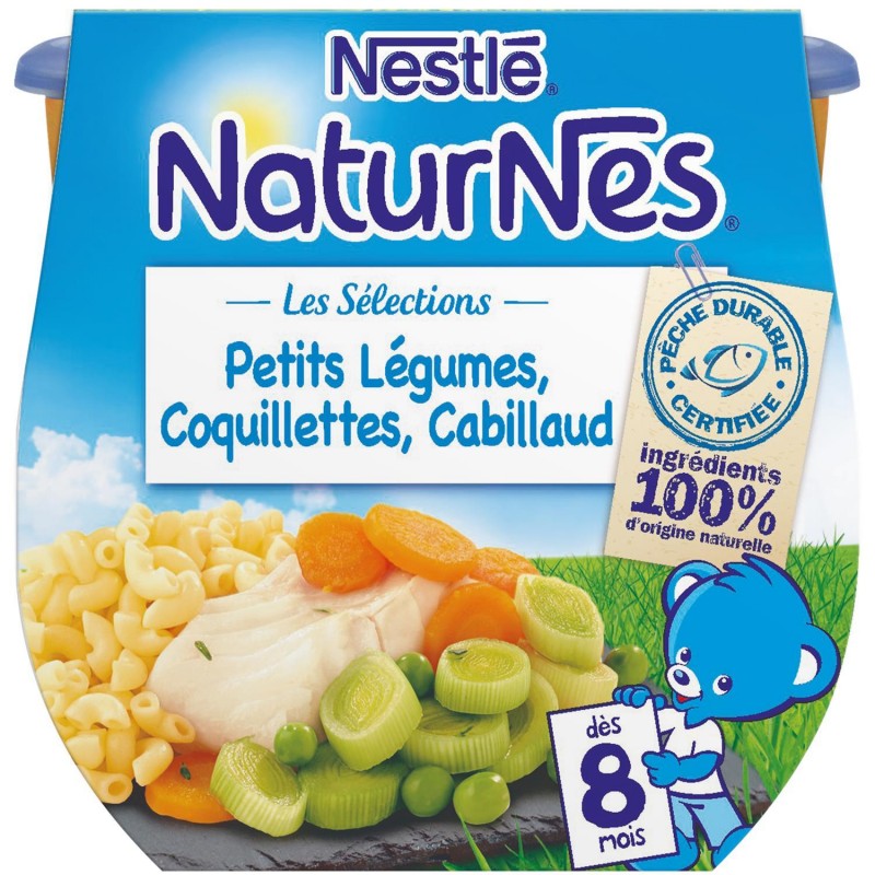 NESTLÉ Naturnes Les Sélections Petits Légumes,Coquillettes Cabillaud Dès 8 Mois 2X200G - Marché Du Coin