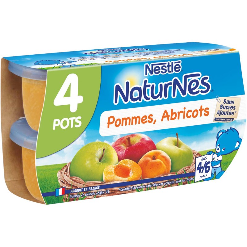 NESTLÉ Naturnes Fruits Pommes Abricots Dès 4/6 Mois 4X130G - Marché Du Coin