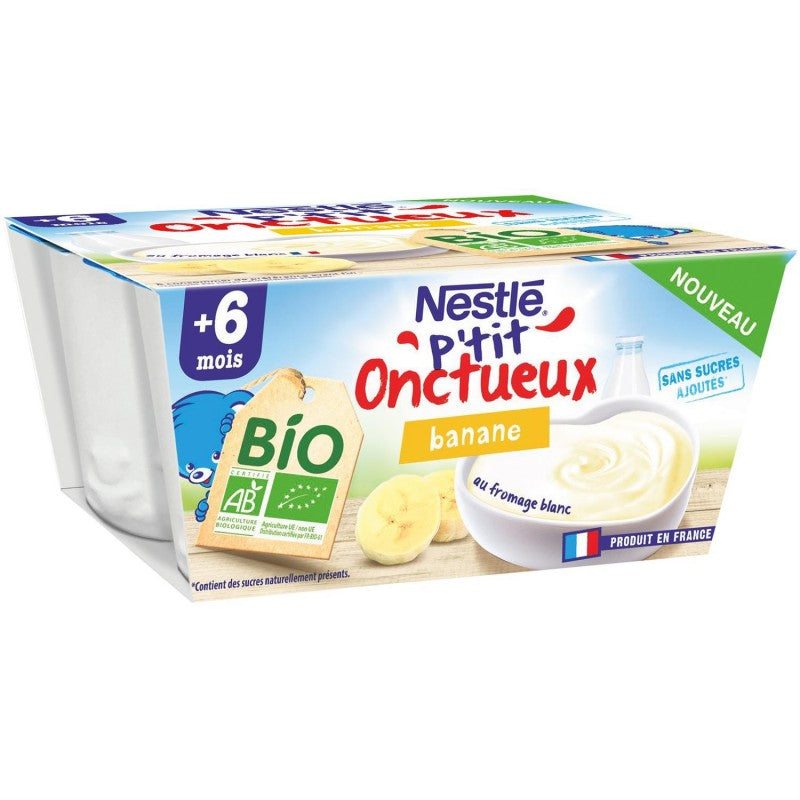 NESTLÉ P'Tit Onctueux Bio Banane Dès 6 Mois 4X90G - Marché Du Coin