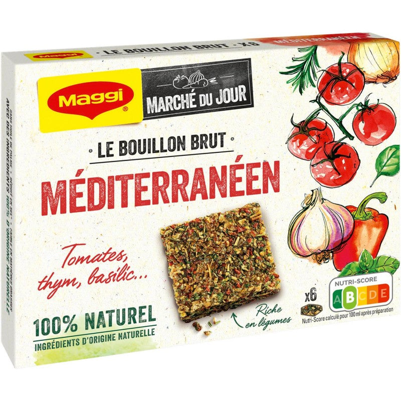 MAGGI Bouillon Brut Méditerranéen Tomate Thym Basilic 6 Tablettes 57G - Marché Du Coin