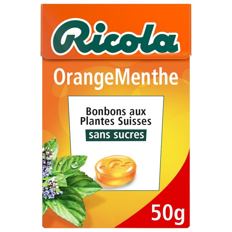 RICOLA Orange Menthe Sans Sucres Boite 50G - Marché Du Coin