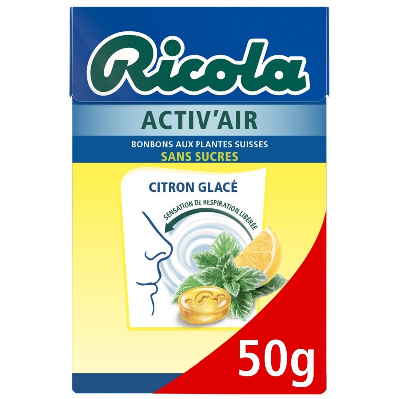 RICOLA Activ'Air Citron Glace Sans Sucre Boîte 50G - Marché Du Coin