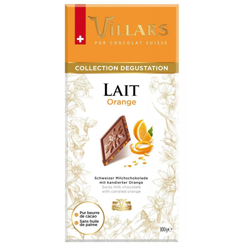 VILLARS Tablette Chocolat Au Lait Orange 100G - Marché Du Coin