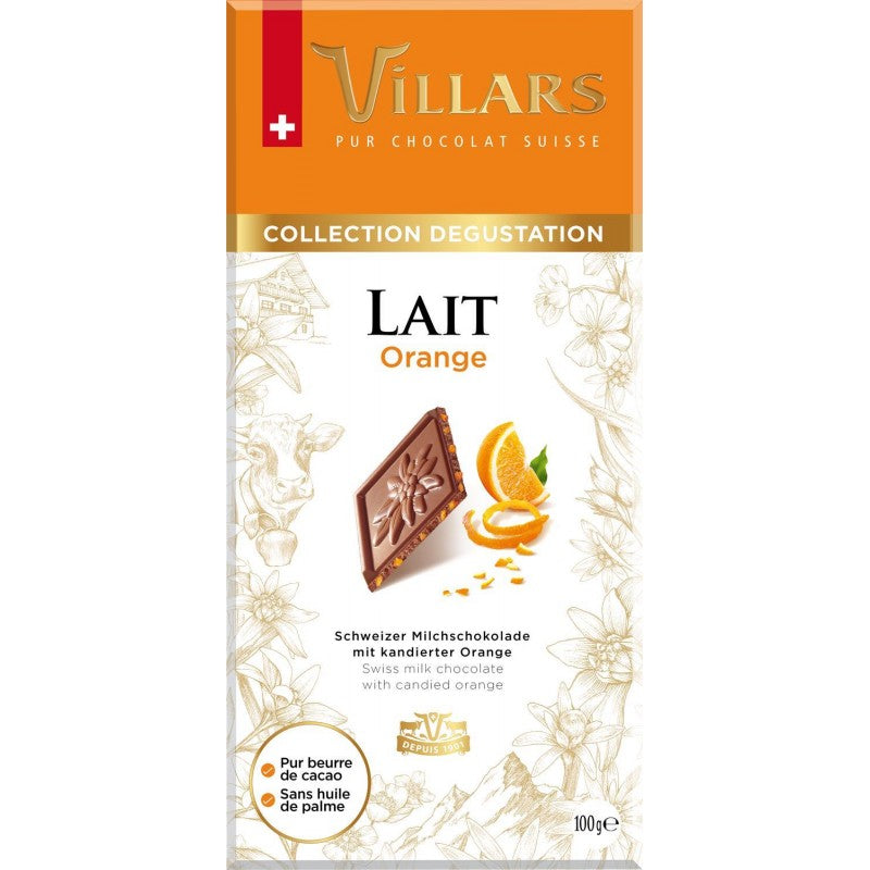 VILLARS Tablette Chocolat Au Lait Orange 100G - Marché Du Coin
