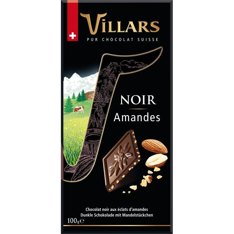 VILLARS Tablette Noir Amandes Caramélisées 100G - Marché Du Coin