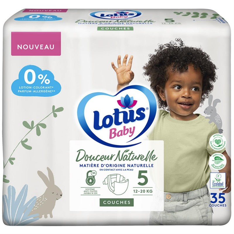LOTUS Baby Douce Nature 35 Couches T5 - Marché Du Coin
