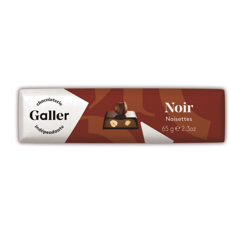 GALLER Baton Chocolat Noir Noisettes Entières 65G - Marché Du Coin