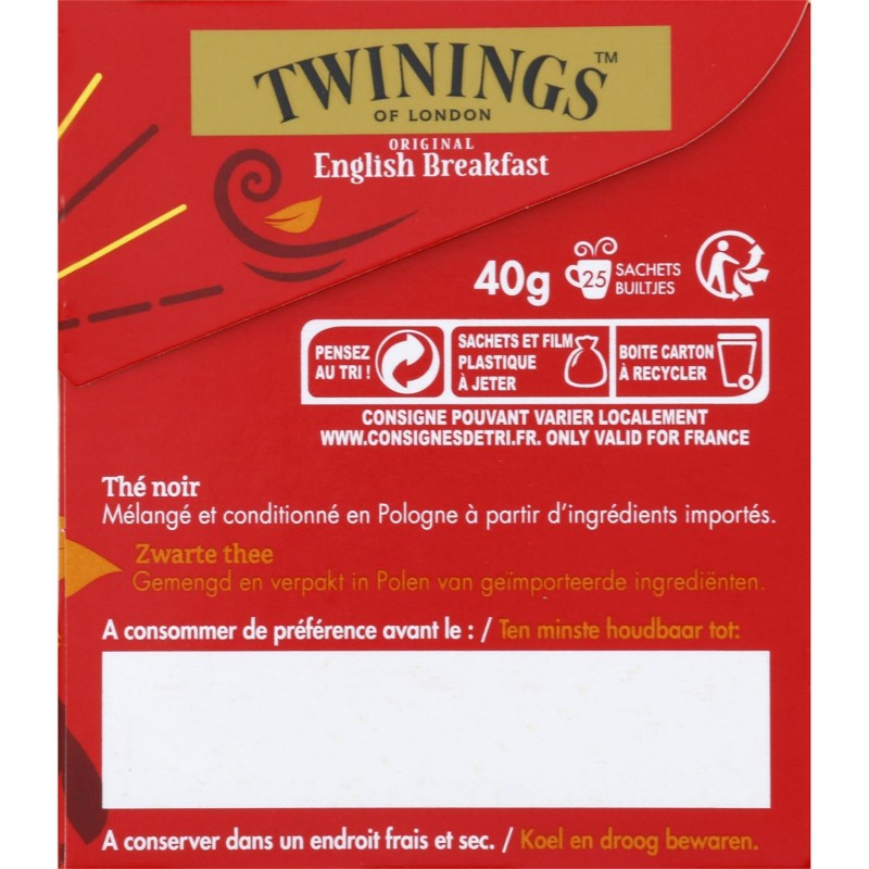 TWININGS English Breakfast Original 40G - Marché Du Coin