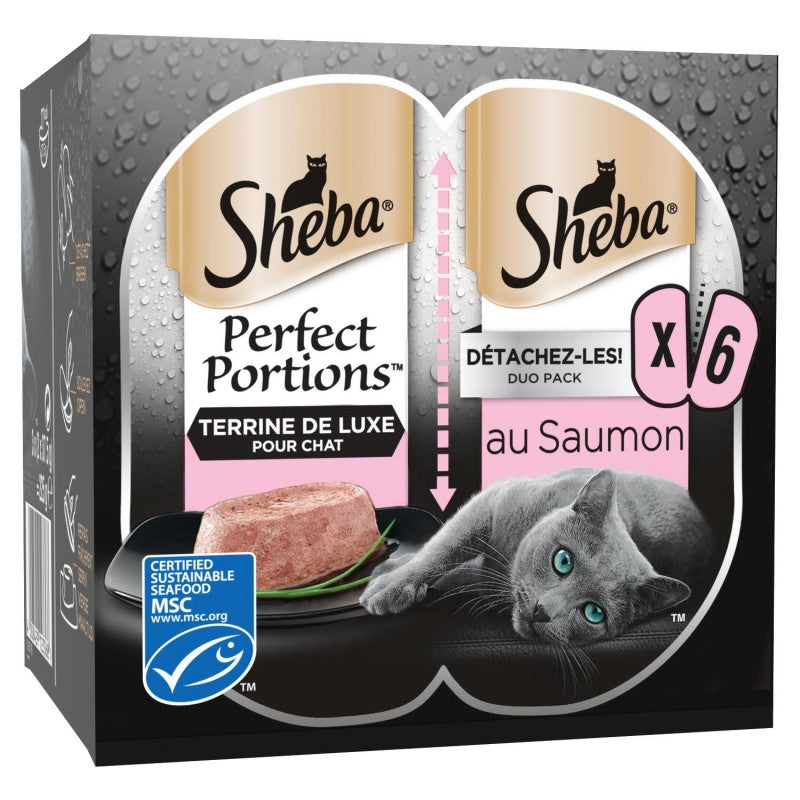 SHEBA Perfect Portions Barquettes Terrine Au Saumon Pour Chat 225G - Marché Du Coin
