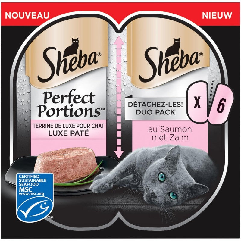 SHEBA Perfect Portions Barquettes Terrine Au Saumon Pour Chat 225G - Marché Du Coin
