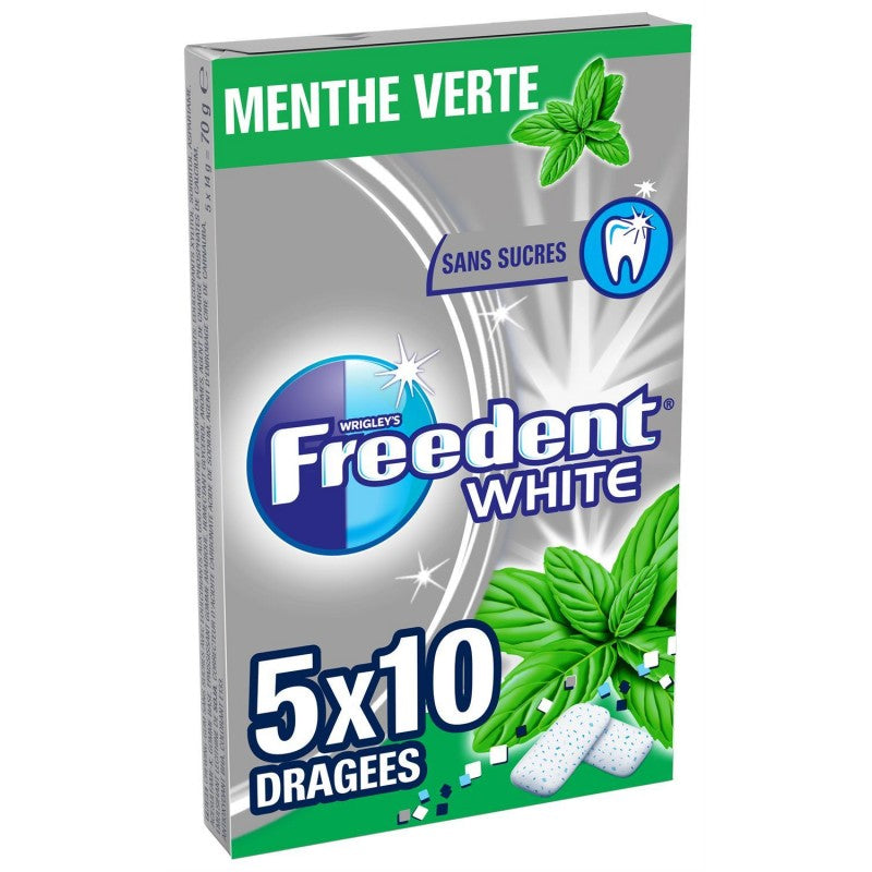 FREEDENT White Menthe Verte Dragées Sans Sucres 70G - Marché Du Coin