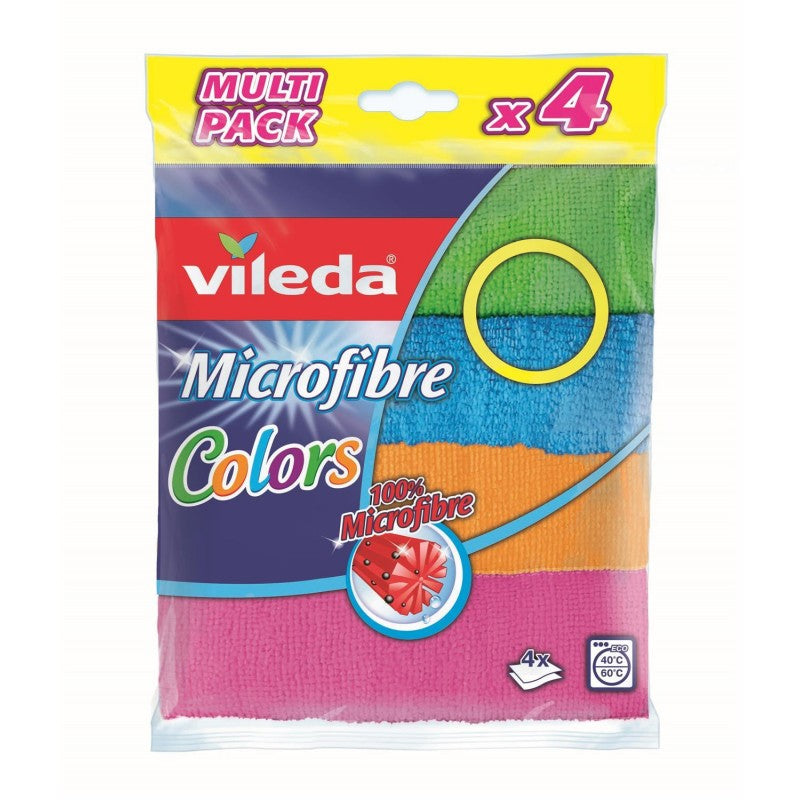 VILEDA Lot De 4 Chiffons Microfibres Multipack Colors - Marché Du Coin