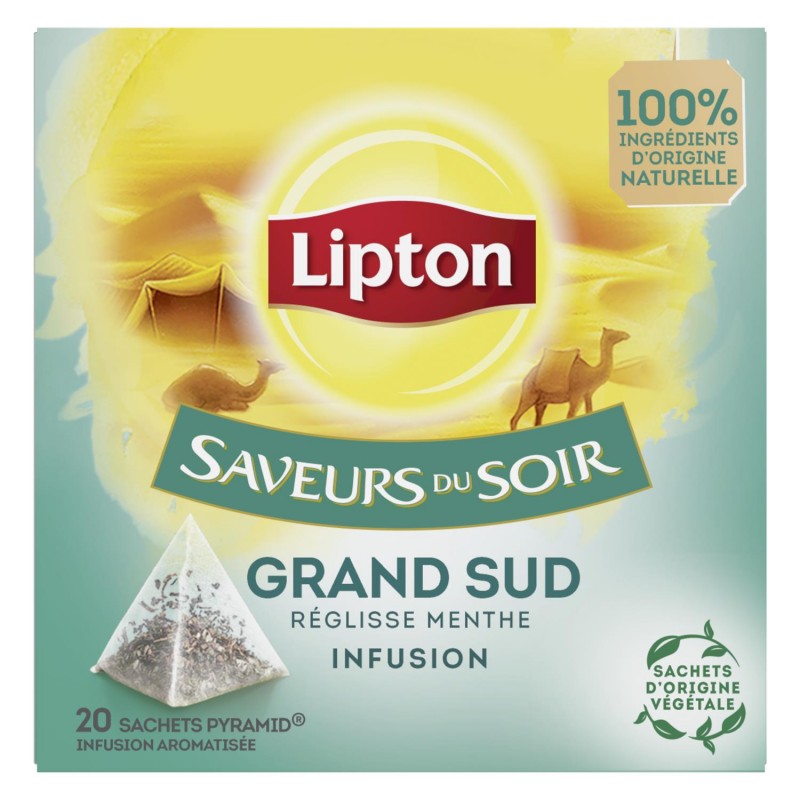 LIPTON Saveurs Du Soir Infusion Grand Sud Réglisse Menthe 20 Sachets Pyramide - Marché Du Coin