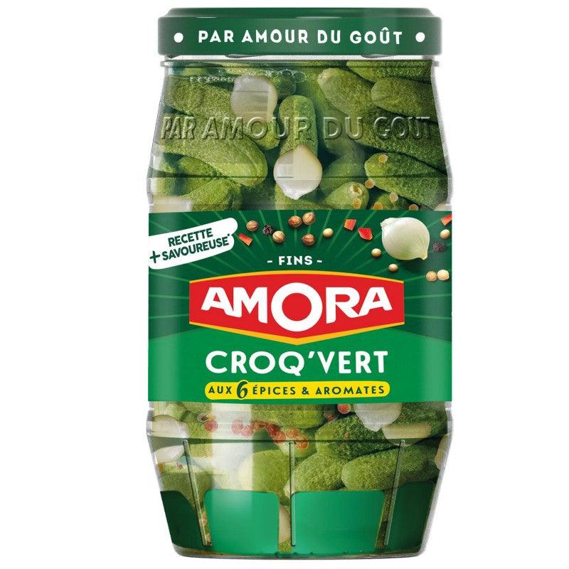 AMORA Croq'Vert Cornichons Fins Bocal 540G - Marché Du Coin