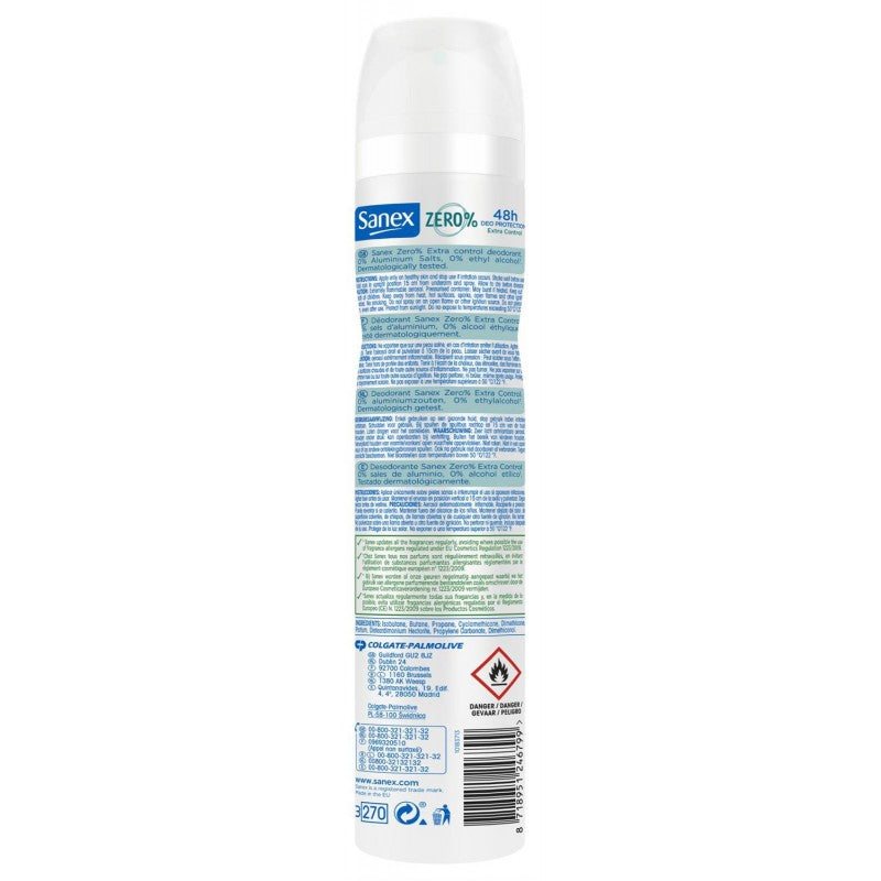 SANEX Deodorant Spray Zero% Extra Control 200Ml - Marché Du Coin