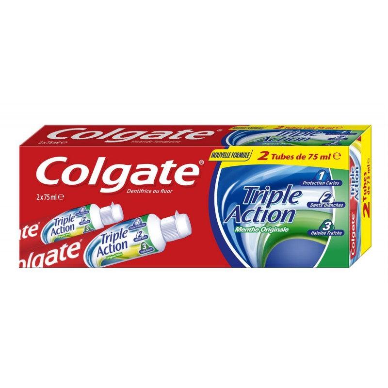 COLGATE Proctection Caries Dentifrice Action Triplac 2X75Ml - Marché Du Coin