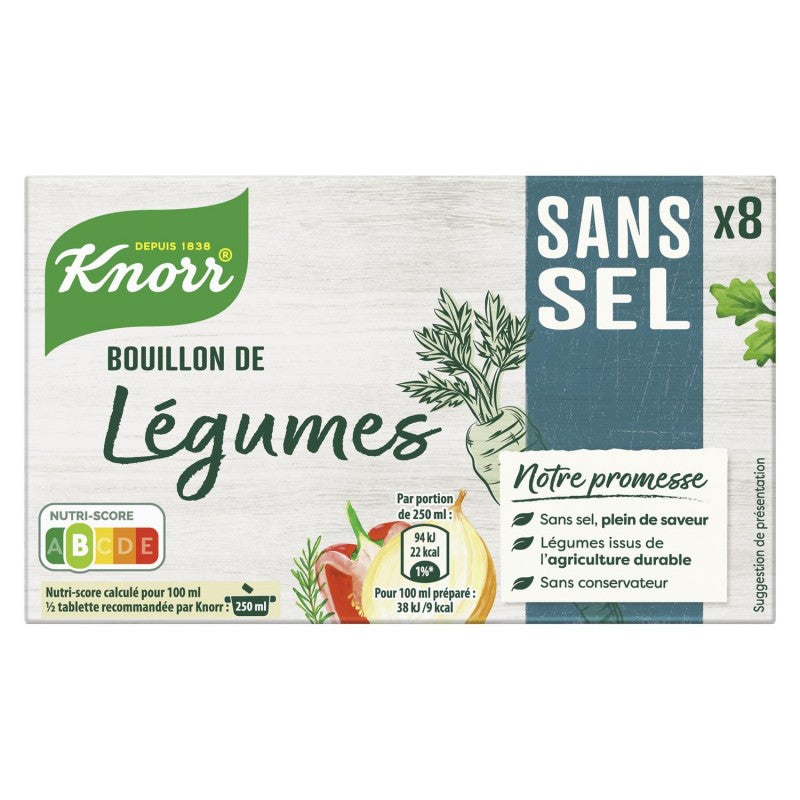 KNORR Bouillon Cubes De Légumes Sans Sel X8 72G - Marché Du Coin