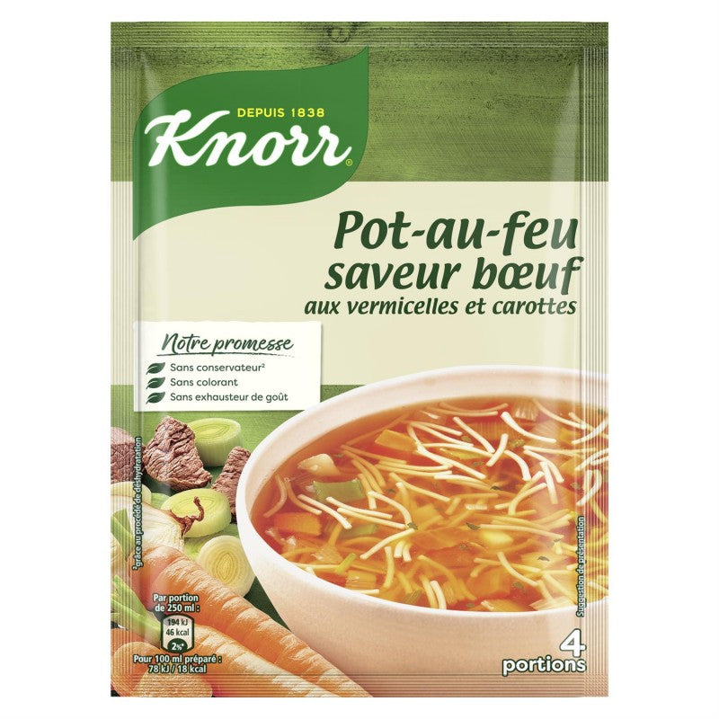 KNORR Soupe Pot Au Feu Aux Vermicelles Et Carottes 55G - Marché Du Coin