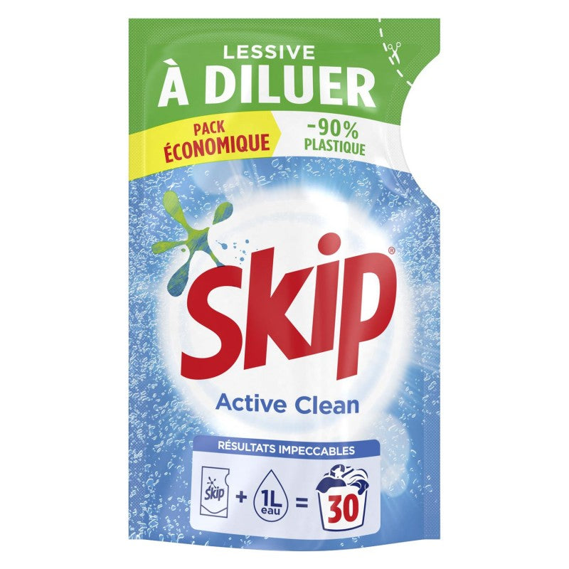 SKIP Lessive Liquide A Diluer Active Clean 30 Lavages 500Ml - Marché Du Coin