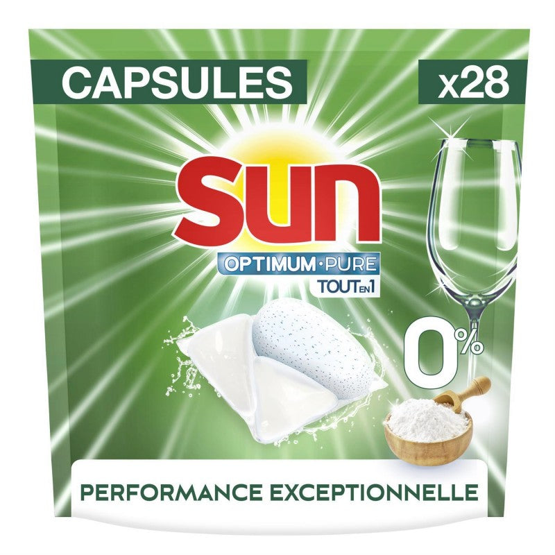 SUN Capsules Lave Vaisselle Ptimum Pure Tout En 1 0% 28 Lavages - Marché Du Coin