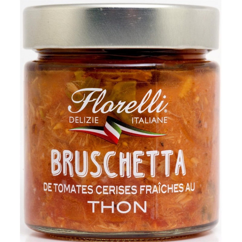 FLORELLI Bruschetta De Tomates Cerises Et Thon 190G - Marché Du Coin