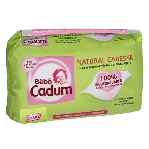 CADUM Bébé Lingettes Natural Caresse 2 X 60 100% Biodégradables - Marché Du Coin