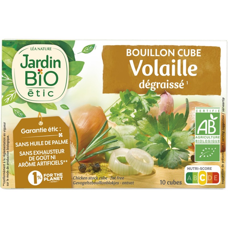 JARDIN BIO Bouillon Cube Volaille Dégraissés/Huile De Palme Bio 100G - Marché Du Coin