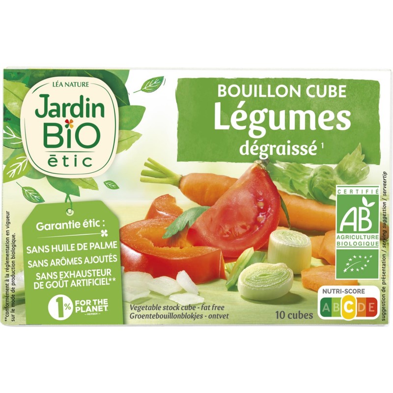 JARDIN BIO Bouillon Cube Légumes Dégraissé Sans Huile Palme 90G - Marché Du Coin