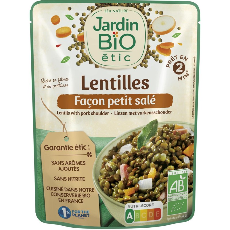 JARDIN BIO Aux Lentilles Façon Petit Salé Bio 250G - Marché Du Coin