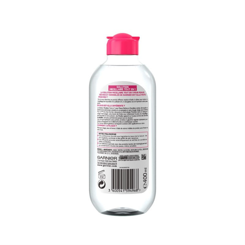 GARNIER Skin Naturals Eau Micellaire Toilette Expert Peau Seche 400Ml - Marché Du Coin