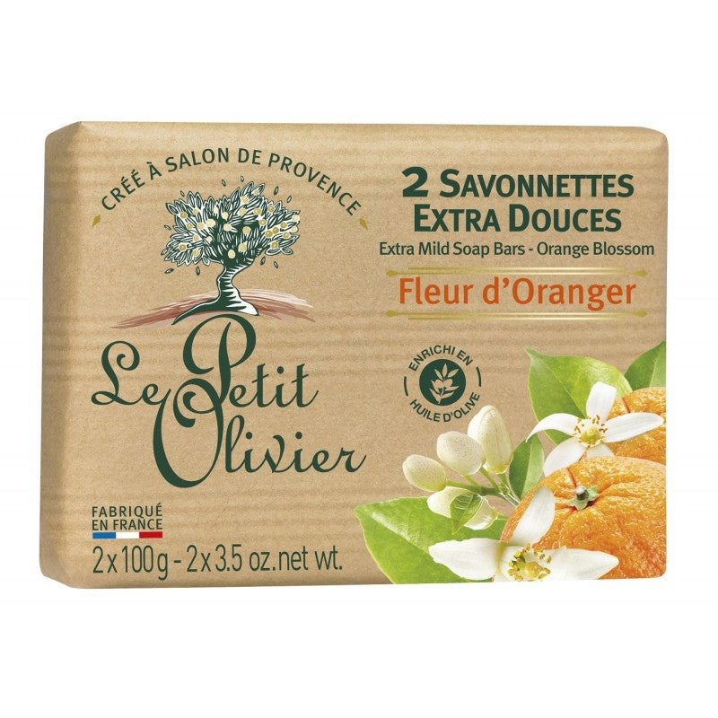 LE PETIT OLIVIER Savonnettes Extra Douces Fleur D'Oranger 2X100G - Marché Du Coin