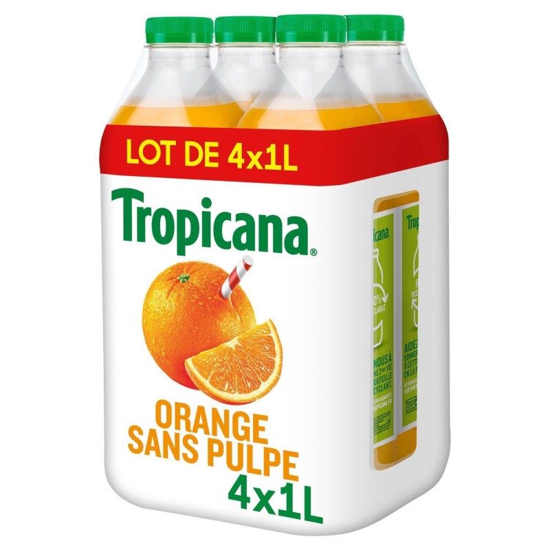 TROPICANA Pure Premium Orange Sans Pulpe Pet 4X1L - Marché Du Coin