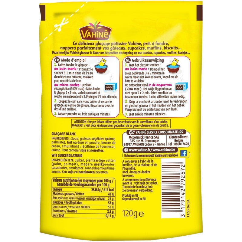 VAHINÉ Vahiné Glaçage Blanc Sachet 120G - Marché Du Coin