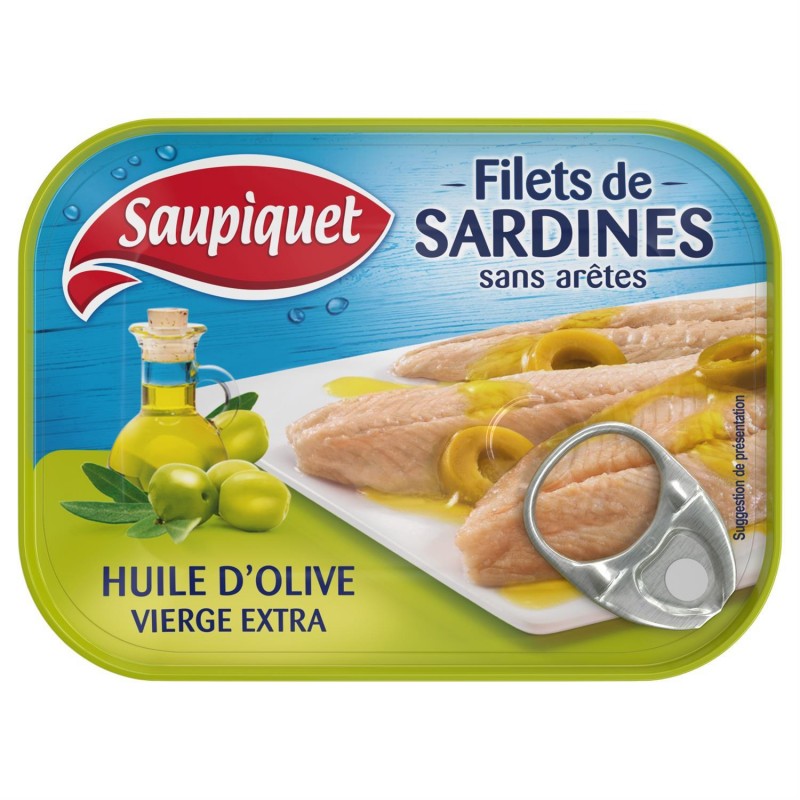 SAUPIQUET Filets Sardines Huile D'Olive Vierge Extra 100G - Marché Du Coin