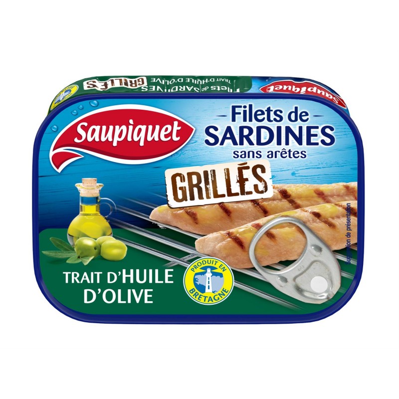 SAUPIQUET Filet De Sardines Grillés Sans Aretes Trait D'Huile D'Olive 70G - Marché Du Coin