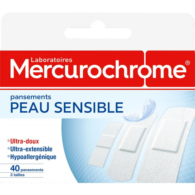 MERCUROCHROME Pansements Peaux Sensibles 40 Pansements - Marché Du Coin