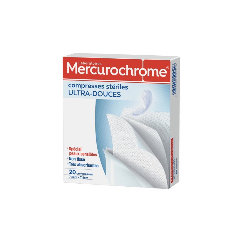 MERCUROCHROME Compresses Stériles Ultra-Douces 20 Compresse - Marché Du Coin